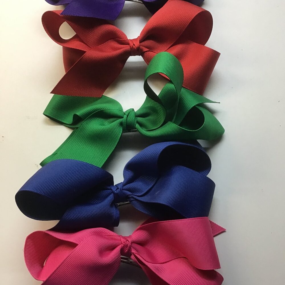 5 Bright Bows on Large French Clips